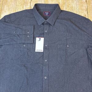 Untuckit 3XL Long Sleeve Button Down Shirt Regular Fit Hemsworth Charcoal NWT